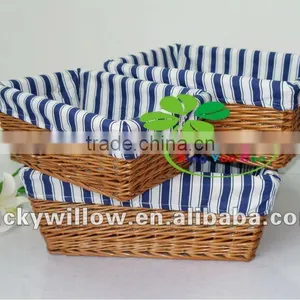 3 /s Rectangle Willow Storge Basket With Liners Wholesale thumbnail-1