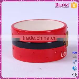 Christmas Design Red Round Ceramic Pet Bowl thumbnail-4