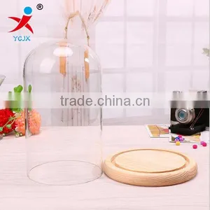 Clear Decorative Glass Dome With Black Wooden Base thumbnail-2