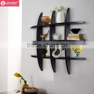 29.5 Inch x 4.25 Inch x 29.5 Inch Globe Cross Display Sudoku Wall Shelf Easy Assembly Wood Floating Shelf thumbnail-2