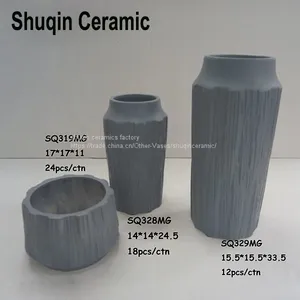 Matt Gray Color Vase Indoor Vase Ceramics Vases Home Decoration thumbnail-1