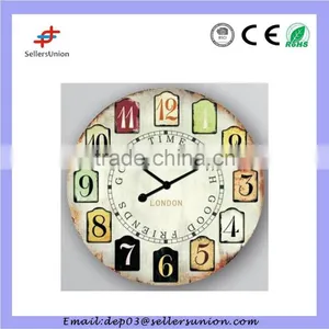 Wooden Wall Clock With Colorful Numbers thumbnail-2