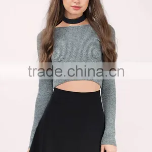 Ladies Designer Skirt Suits Stylish Custom Black A Line Flowy Circle Skirt Fashion Skirt And Crop Top Set New Style thumbnail-2