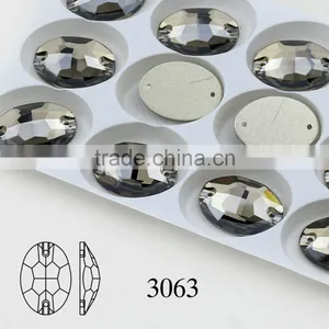 Black Diamond Flat Back Sew on Crystal Facncy Stone Glass Beads With Holes for Jewelry Making thumbnail-1