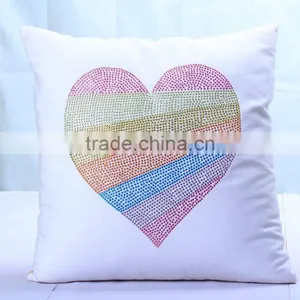 Colorful Love Heart Rhinestone Heat Transfer On Pillow Case thumbnail-2