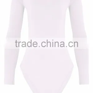 Long Sleeve Jumpsuit With High Leg Cotton Soft Basic White Off Shoulder Sexy Thong Bodysuit thumbnail-6