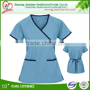 Contrast Trim Neckline and Waist String Nurse Scrub Female Gender thumbnail-1