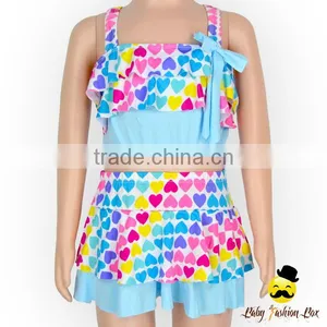 2017 New Design Colorful Ruffle Rainbow Heart Swimwear Halter Wrap Chest Top Clothes thumbnail-3