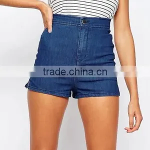 Runwaylover 5305 High Quality Ladies Sexy High Waist Blue Denim Shorts thumbnail-3