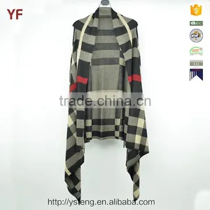 Women Plaid Winter Coats Mexican Poncho thumbnail-1
