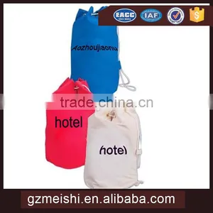 Custom Logo Cotton Laundry Bag With Rope thumbnail-1