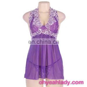 Four Color Purple Halter Ladies Sexy Pyjamas thumbnail-4