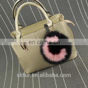 Multicolor Fox Fur Ball Keychain With Letters thumbnail-1