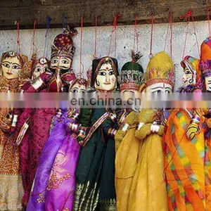 5 Pair of Rajasthani Indian Puppets Home Decorative Decor Marionettes Kathputli INDIAN DOLL COUPLE HOME DECOR VINTAGE Wholesale thumbnail-2