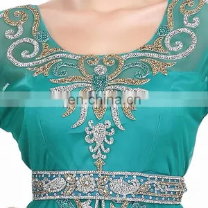 Luxury Golden And Silver Embroidery Beaded Moroccan Takchita Party Wear thumbnail-5