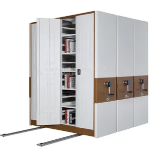 High Density Office Movable Filing Cabinet System, Mechanical Mobile Storage Shelving System thumbnail-4