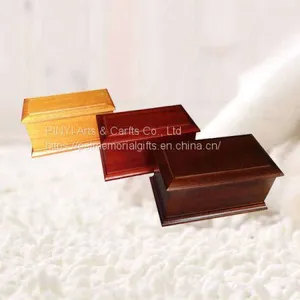 Three Colors Acacia Traditional Wooden Pet Cremation Ashes Urn Box thumbnail-1