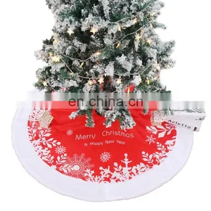 I@home Red Christmas Tree Stump Cover Snowflake Christmas Tree Skirt Carpet thumbnail-2