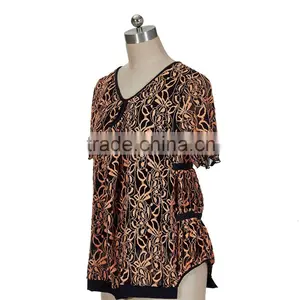 100% Poly Spandex Two Tone Lace Short Sleeve Shirts thumbnail-2