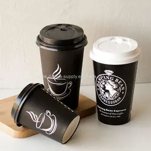 Takeaway Coffee Drink Cups Custom Paper Coffee Cups Wholesale pe Coated Drinkware for Coffee Shop thumbnail-1