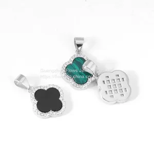 S925 Sterling Silver Four-leaf Clover Necklace Female Agate Zircon Pendant Simple Style Necklace thumbnail-4