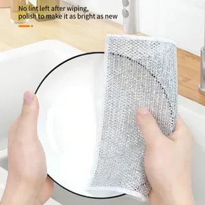 Factory Direct Sales Oil-Free Cleaning Steel Wire Cloth Kitchen Stove Spot Silver Dish Washing Cloth thumbnail-1