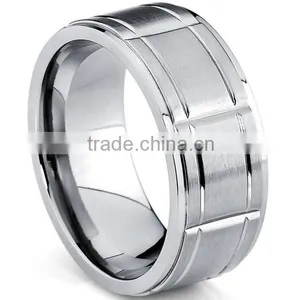 Simple Design Women Men's Grooved Titanium Wedding Band Ring thumbnail-1