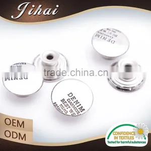 Sewing Accessory Anti-Siver Shank Metal Cap Jean Button For Jeans With Logo thumbnail-1