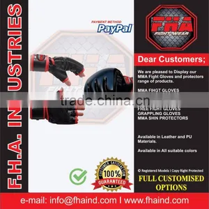 Fight Gear Combatsport MMA Grappling Cage Wrestling UFC Grappling Leather PU Neoprene Free Fighting Gloves by FHA INDUSTRIES thumbnail-1
