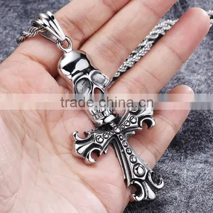 Men Cross Necklace Popular Jewelry Design High Quality Stainless Steel Skull Necklace Supplier's Choice thumbnail-6