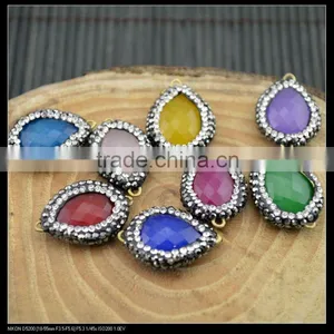 LFD-0038B Wholesale Mixed Color Agate Stone Pave Rhinestone Connectors Beads Jewelry Finding For Bracelet thumbnail-2