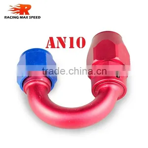 Aluminum Oil Cooler Fitting 180 Degree Resuable Hose End Fuel Line Hose End Fitting Adaptor Blue and Red 40-180-10 thumbnail-1