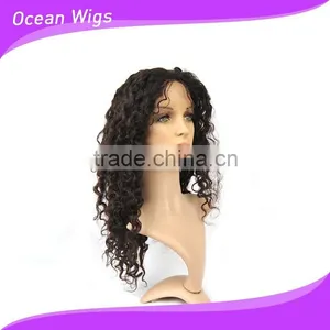 Human Hair Front Lace Wig, Deep Wave,20", Natural Color thumbnail-2