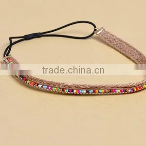 2014 Wholesle Bohemia Hemp Rope Diamond Hair With Hair Color Magnetic Beads Headband thumbnail-1