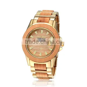 Bewell Alloy&wood Watch Newly Designed Date Time Health-caring Wrist Watch thumbnail-4