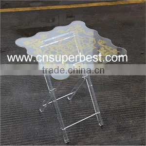 Folding Clear Acrylic Coffee Table Made by Acrylic Material With Printing Logo Surface thumbnail-2