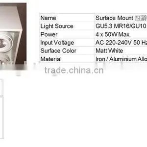 4 Head White/ Black Square Surface Mounted Fixture With Gu10 Holder/mr16 Holder thumbnail-2