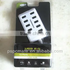 10 Port High Speed USB 2.0 Hub With 3A Power Adapter Windows and Mac Apple Black thumbnail-1