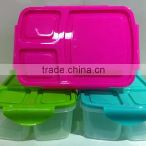 Food Grade 3 Compartments Plastic Bento Box With Lid FDA Approval Plastic Bento Box thumbnail-1