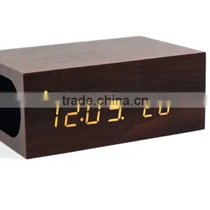 Wireless Charger+Clock+Alarm+Thermometer,New Style Wood Bluetooth Speaker thumbnail-2