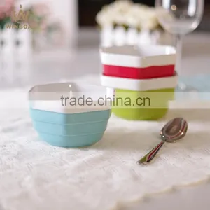 Colorful Glaze Porcelain Ceramic Salad Bowl thumbnail-2