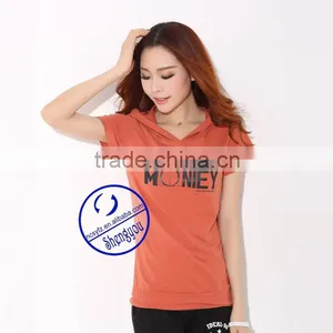 100 Cotton Custom Printed Women Short Sleeve Sweatshirt Hoodies With Hood thumbnail-5