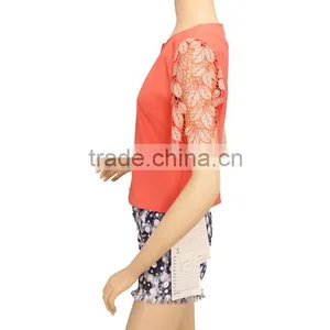 2015 Own Design 100% Polyester Applique Sleeve Lady Blouse thumbnail-2