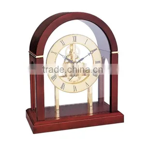 Rose Wood Mechanical Clock Arched Wood Clock thumbnail-1