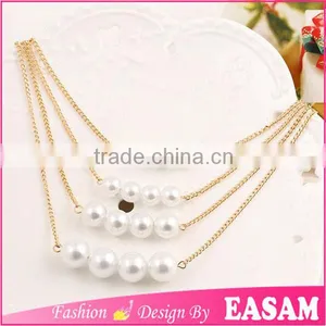 Classic Hot Sale Three-layer Gold Plated Pearl Bead Necklace Quality Choice thumbnail-3