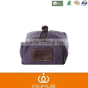 High Quality Genuine Leather Unisex Canvas Travel Shaving Kit thumbnail-5