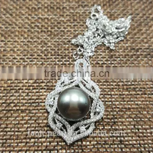 Wholesale S925 Silver Seawater Tahitian Pearl Pendant Necklace Jewelry thumbnail-1