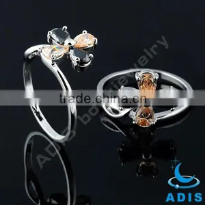 Jeweled Clover Multi Color Stone Rings for Women thumbnail-1