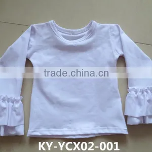 Solid Color T-shirt Long Sleeve Ruffle Shirt Half Sleeve Ruffle Shirt in Many Colors for Wholesale Children's Boutique Clothing thumbnail-1