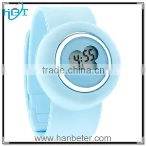 2014 Latest Hot Sale Unisex Vogue Colorful Silicone Slap Watch Digital Ring Watch thumbnail-1